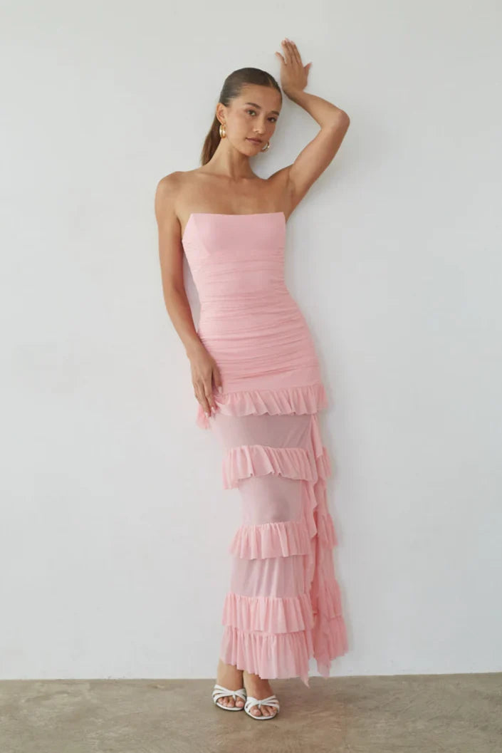 Joss Mesh Ruffle Maxi Dress