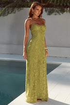 ELLERBY FRILL TRIM MAXI DRESS - OLIVE