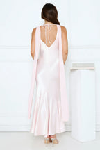 Celestial Evening Satin Maxi Dress Pink