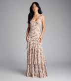 Melonie Corset Ruffled Mermaid Floral Formal Dress