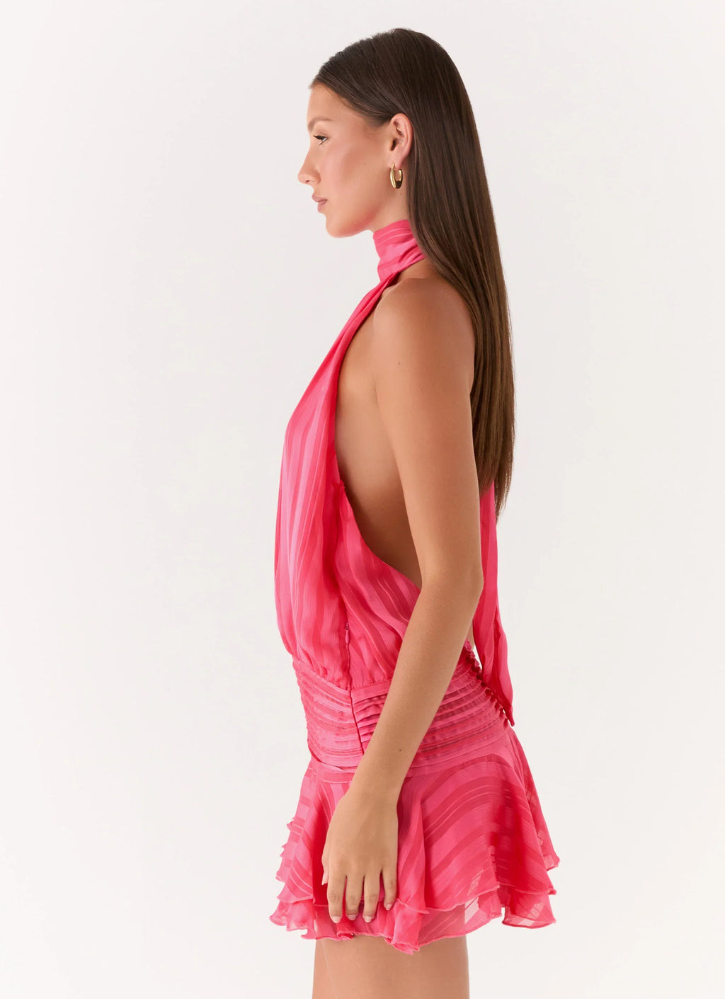 Willow Chiffon Mini Dress - Fuchsia
