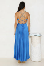 Solara Satin Maxi Dress Blue