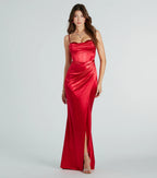 Stacie Satin Corset Wrap Formal Dress
