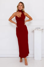 Stylish Chic Maxi Dress Wine