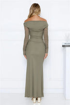 Love Chaser Mesh Long Sleeve Maxi Dress Sage
