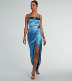 Mayra Formal Satin Slit Long Dress