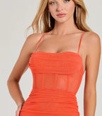Rose Formal Mesh Corset Column Dress