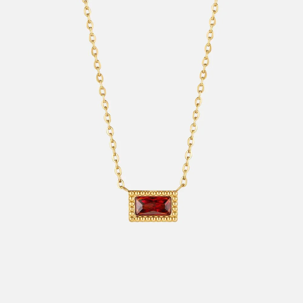 Vioraia Baguette Birthstone Necklace