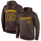 Custom Stitched Brown Brown-Gold Sports Pullover Sweatshirt Hoodie