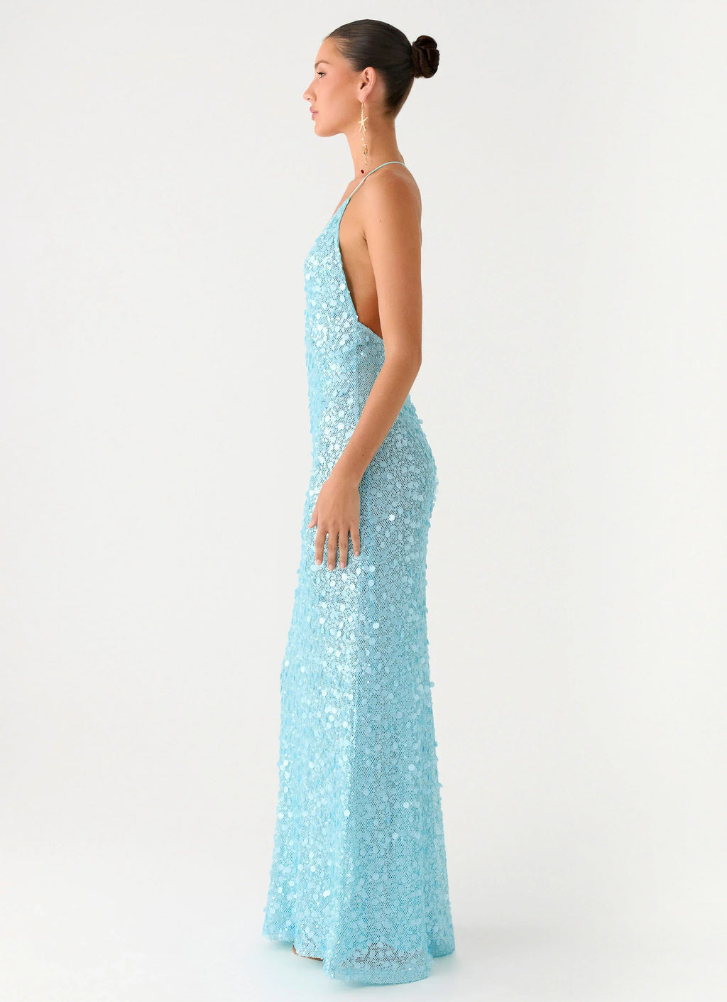 Ocean Views Sequin Maxi Dress - Blue