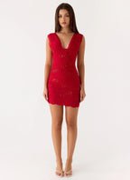 Sommers Lace Mini Dress - Red