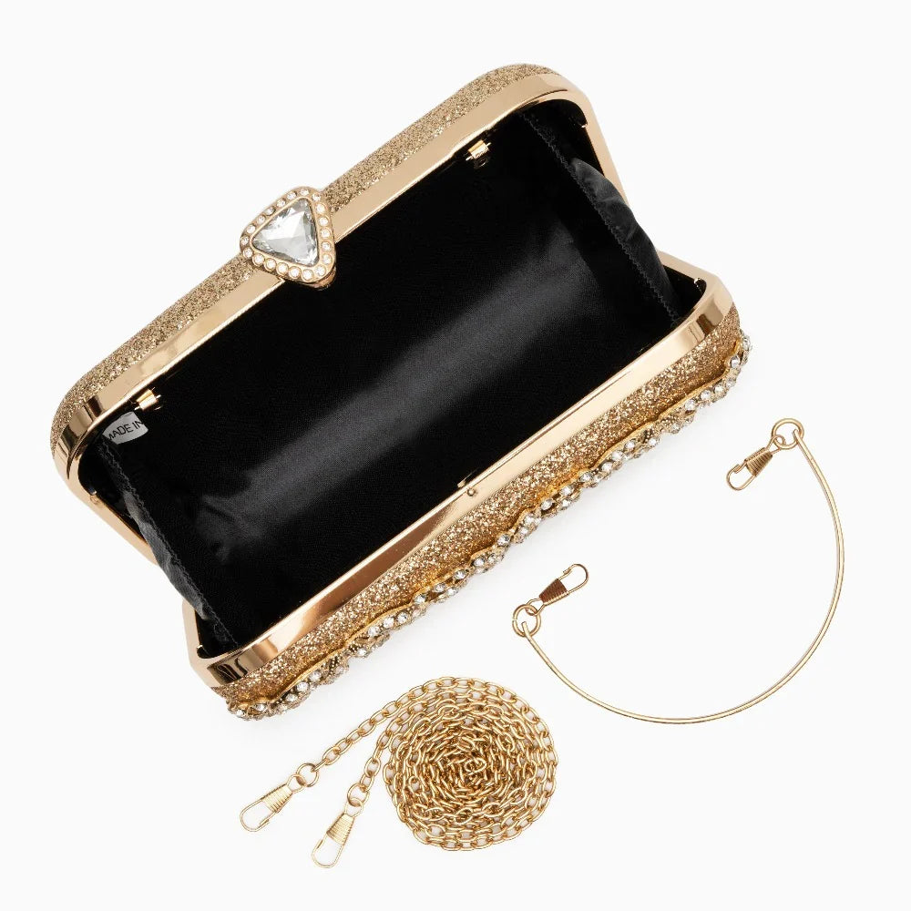 Vioraia Flower Rhinestones Clutch Bag