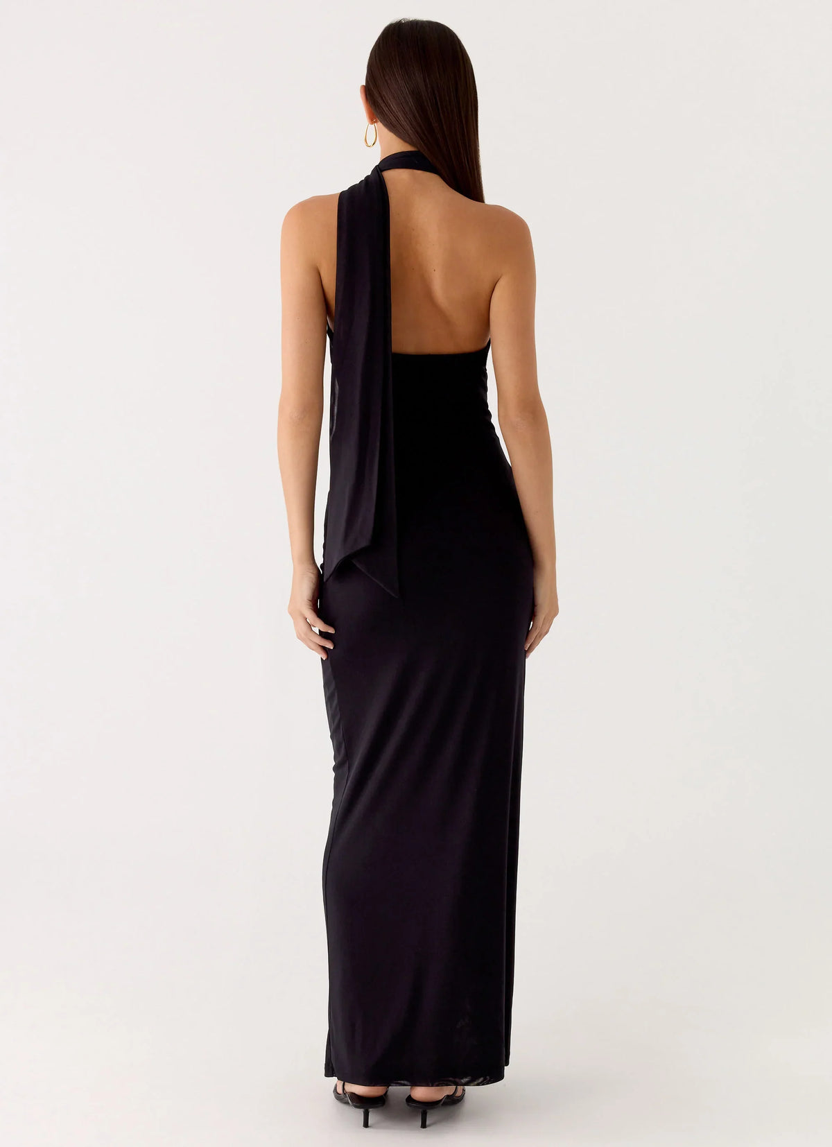 Velvet Vacation Scarf Maxi Dress - Black