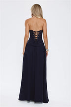 Sophisticated Luxe Strapless Maxi Dress Navy