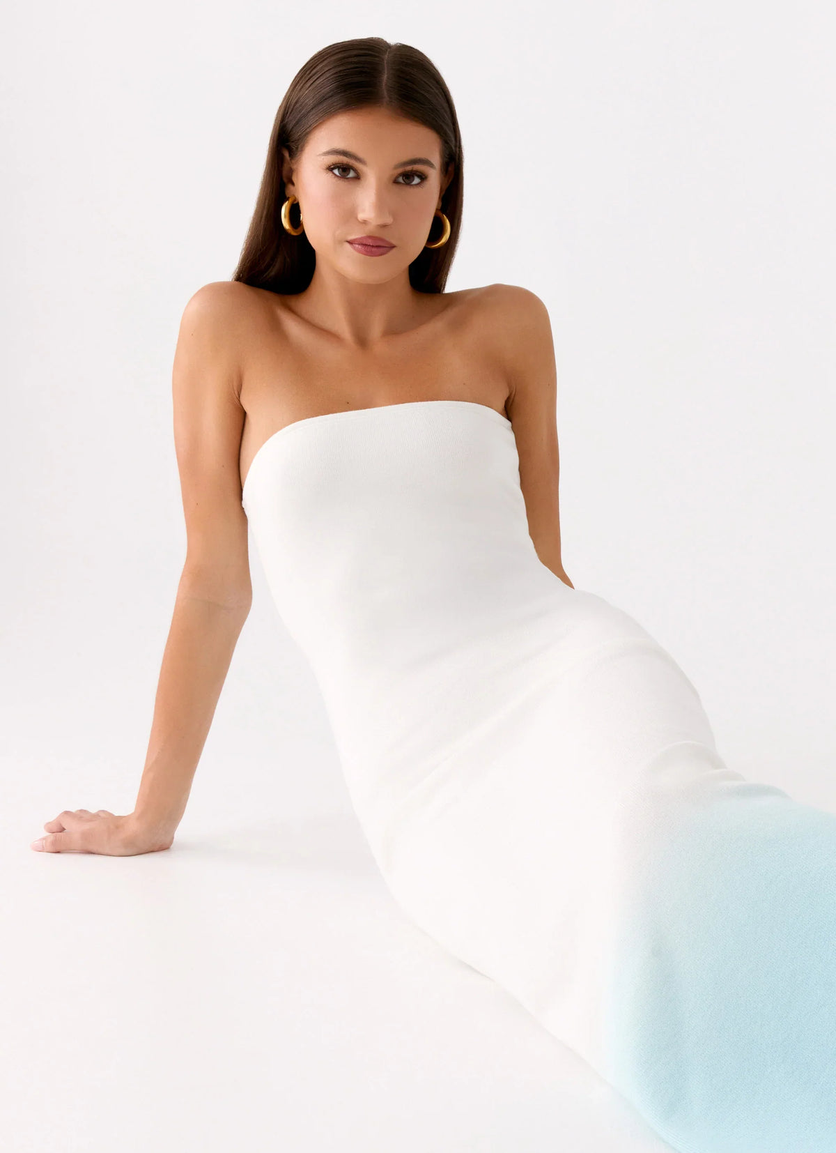 Soft Spoken Knit Maxi Dress - Blue Ombre