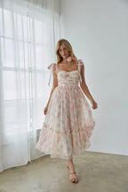 Celine Floral Tie Strap Maxi Dress