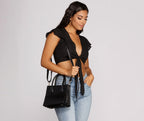 Snake Trim Tote Satchel