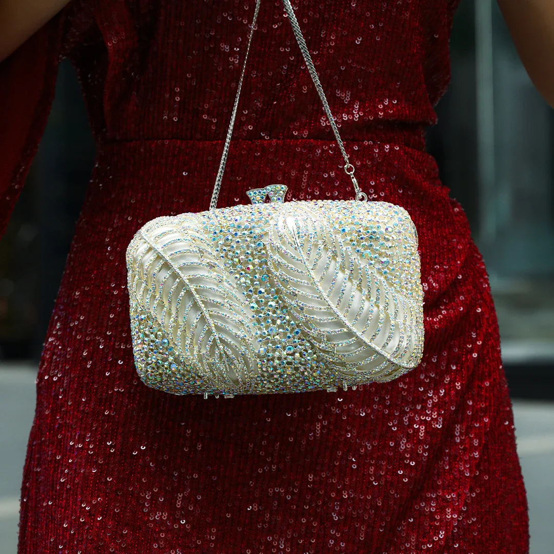 Vioraia Sparkling Leaves Clutch Bag