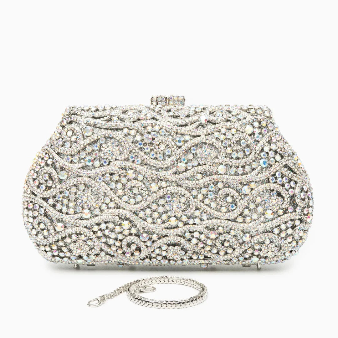 Vioraia Juliet Rhinestones Clutch Bag - Silver