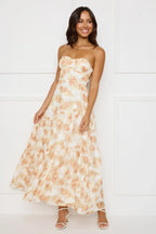 Autumn Clover Strapless Maxi Dress Orange