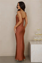 The Penelope Cowl Satin Maxi Dress Copper