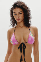 Coastal Micro Triangle Bikini Top - Midnight Blossom