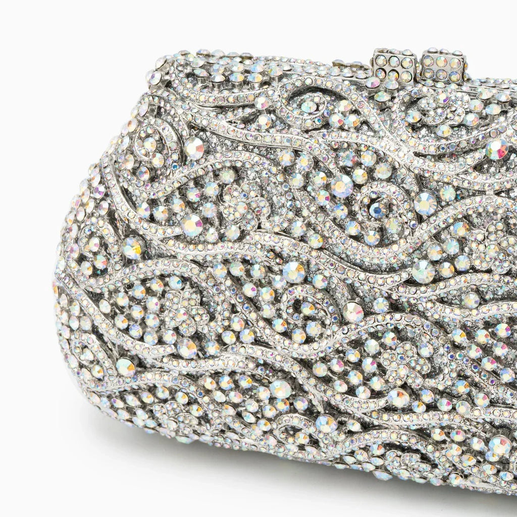Vioraia Juliet Rhinestones Clutch Bag - Silver