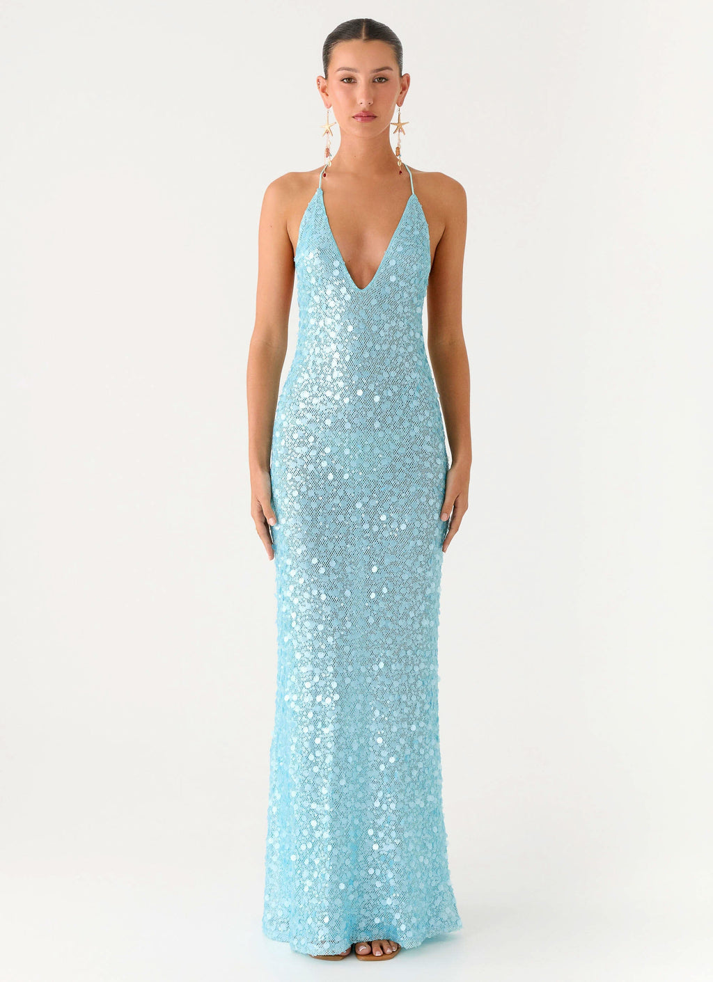 Ocean Views Sequin Maxi Dress - Blue