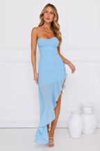 Attraction Style Strapless Maxi Dress Blue