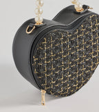 Fab Icon Houndstooth Tweed Heart Bag