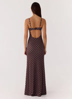Vamonos Maxi Dress - Chocolate Blue Dot