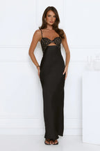 Signature Aura Satin Maxi Dress Black