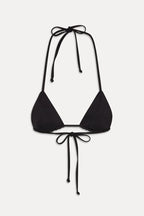 Sky Triangle Halter Bikini Top - Black