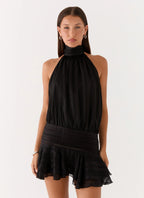 Willow Chiffon Mini Dress - Black