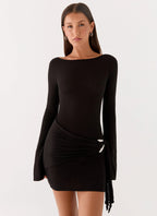 Niella Long Sleeve Wrap Mini Dress - Black