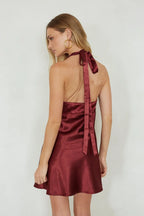 Monet Halter Satin Mini Dress
