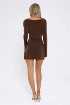Sunkissed Flora Long Sleeve Mini Dress Chocolate