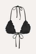 Nick Ruffle Triangle Bikini Top - Black