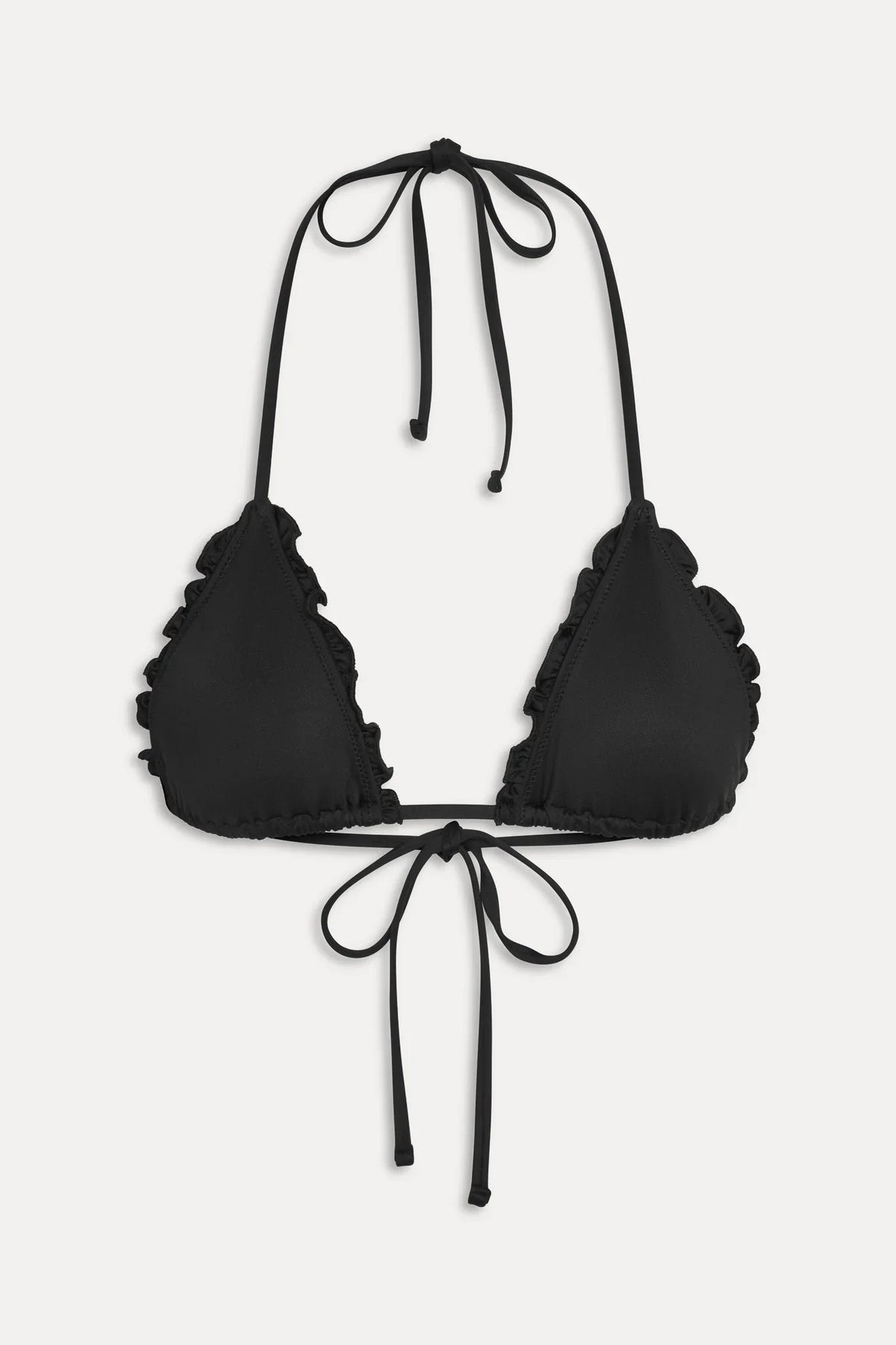Nick Ruffle Triangle Bikini Top - Black