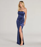Aliyah Strapless Mermaid Satin Glitter Dress