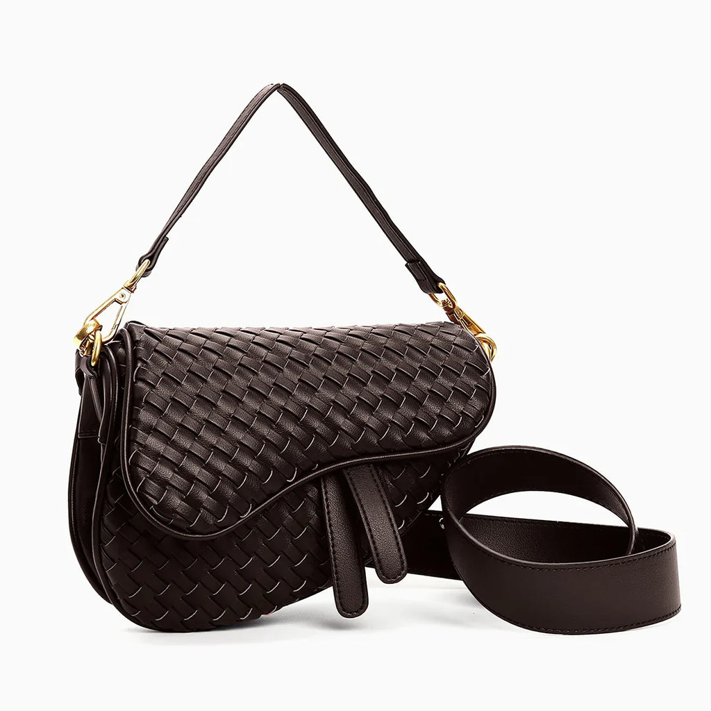 Vioraia Madelyn Woven Saddle Bag