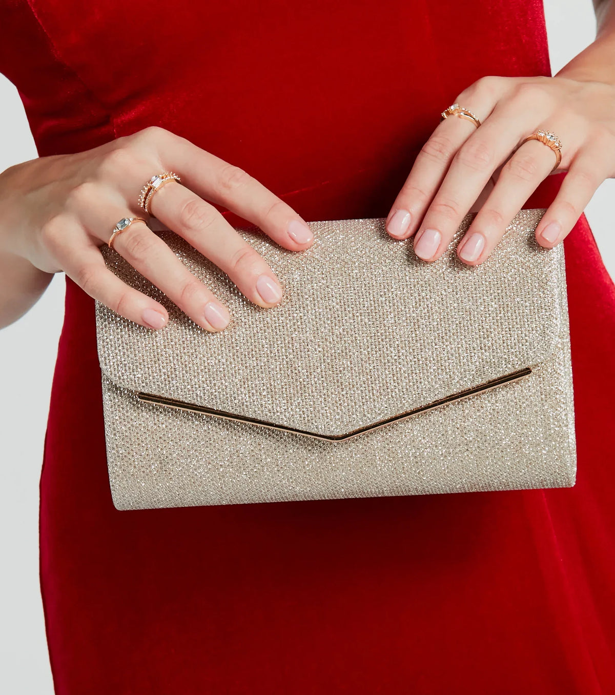 Magical Glow Glitter Mesh Foldover Clutch
