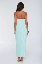 The Pretty Way Plisse Strapless Maxi Dress Aqua