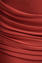 Graciella | Rust Bandeau Maxi Dress With Draped Detailing And Scarf