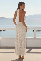 KYLO PLUNGE COWL MAXI DRESS - WHITE