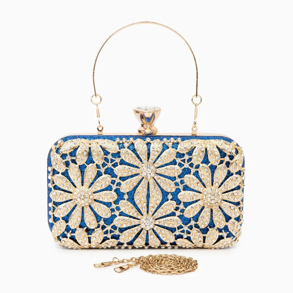 Vioraia Flower Rhinestones Clutch Bag