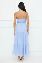 Sunshine Escape Halter Maxi Dress Blue