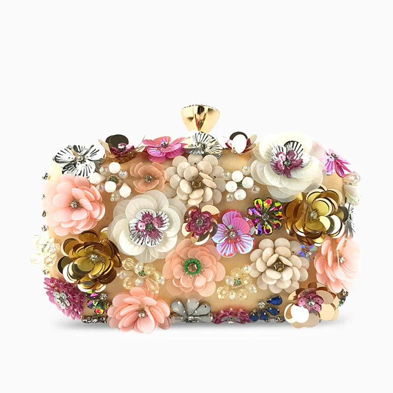 Vioraia Zenaida Handmade Flower Beaded Clutch Bag