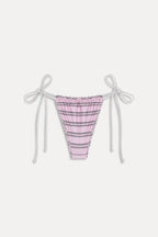 Tia Reversible Satin Bikini Bottom - Pink Stripe