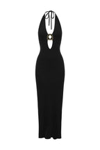 LILABELLE HALTER KNIT MAXI DRESS - BLACK
